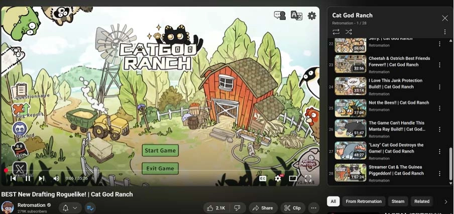Cat God Ranch game screen featuring a vibrant ranch setting with animals and a playful aesthetic, launching Nov 20, 2025.