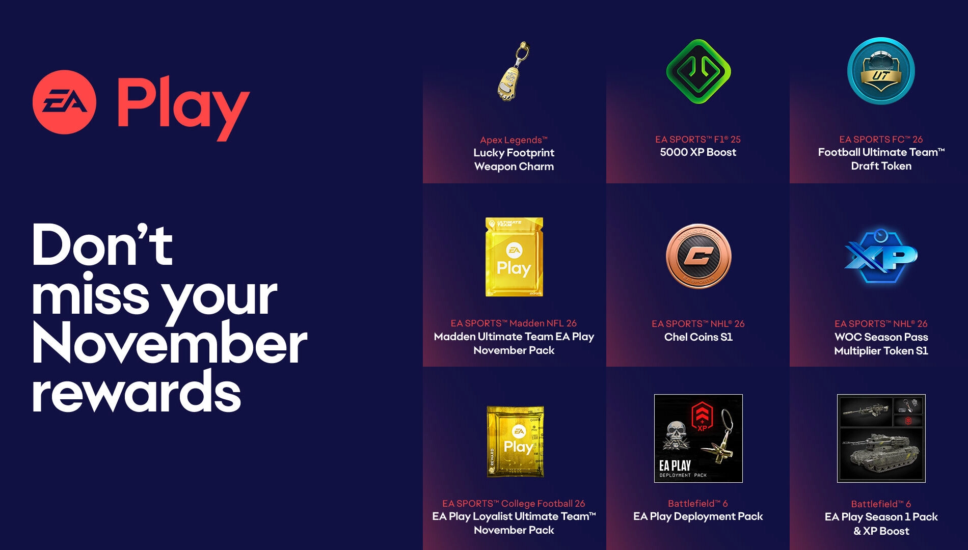 November on EA Play: 10-hour sports trials and new rewards