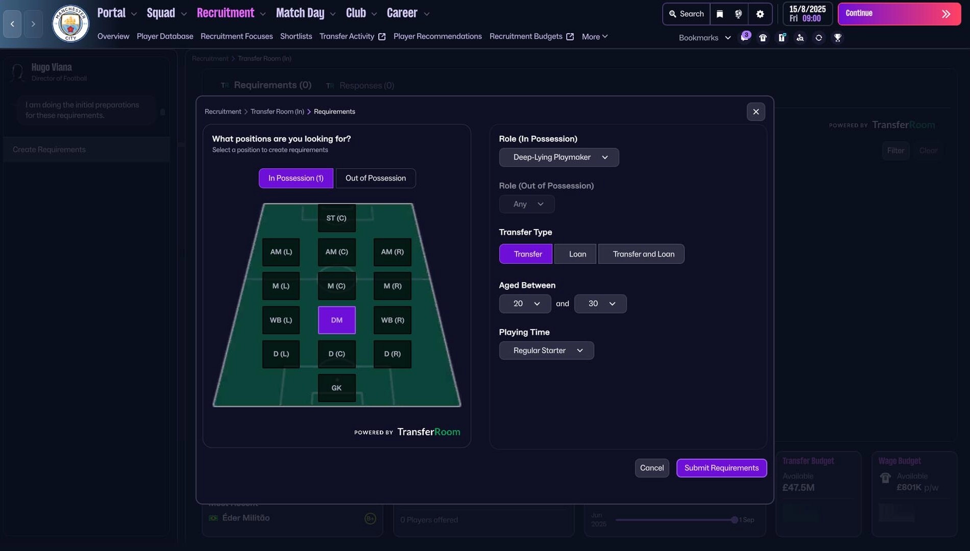 Football Manager 26 Console UI showcasing squad recruitment features for intuitive football management gameplay.