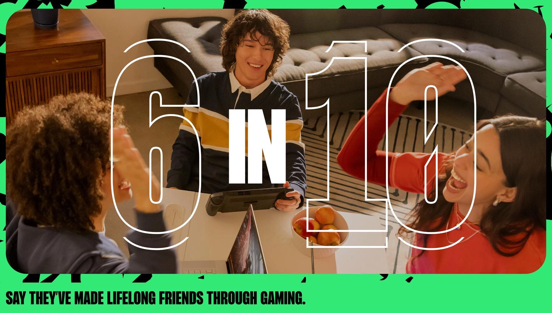 Group of friends celebrating together while gaming, highlighting social connections and friendships formed through play.