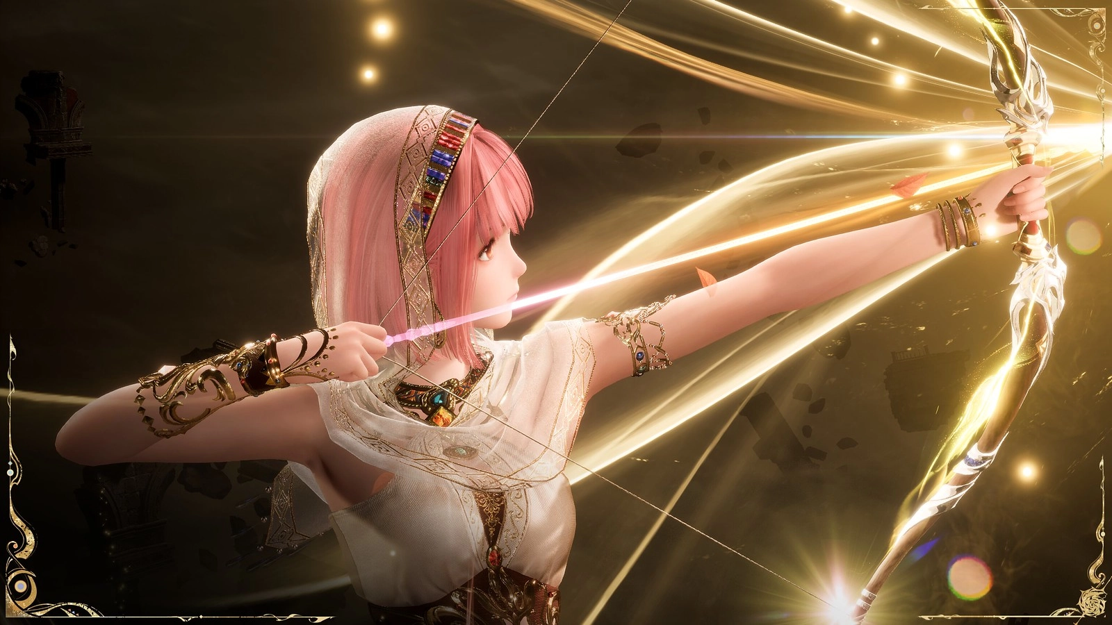 Infinity Nikki 2.0 update: Nikki with a bow, ready for adventure in the vibrant world of Itzaland on November 26.