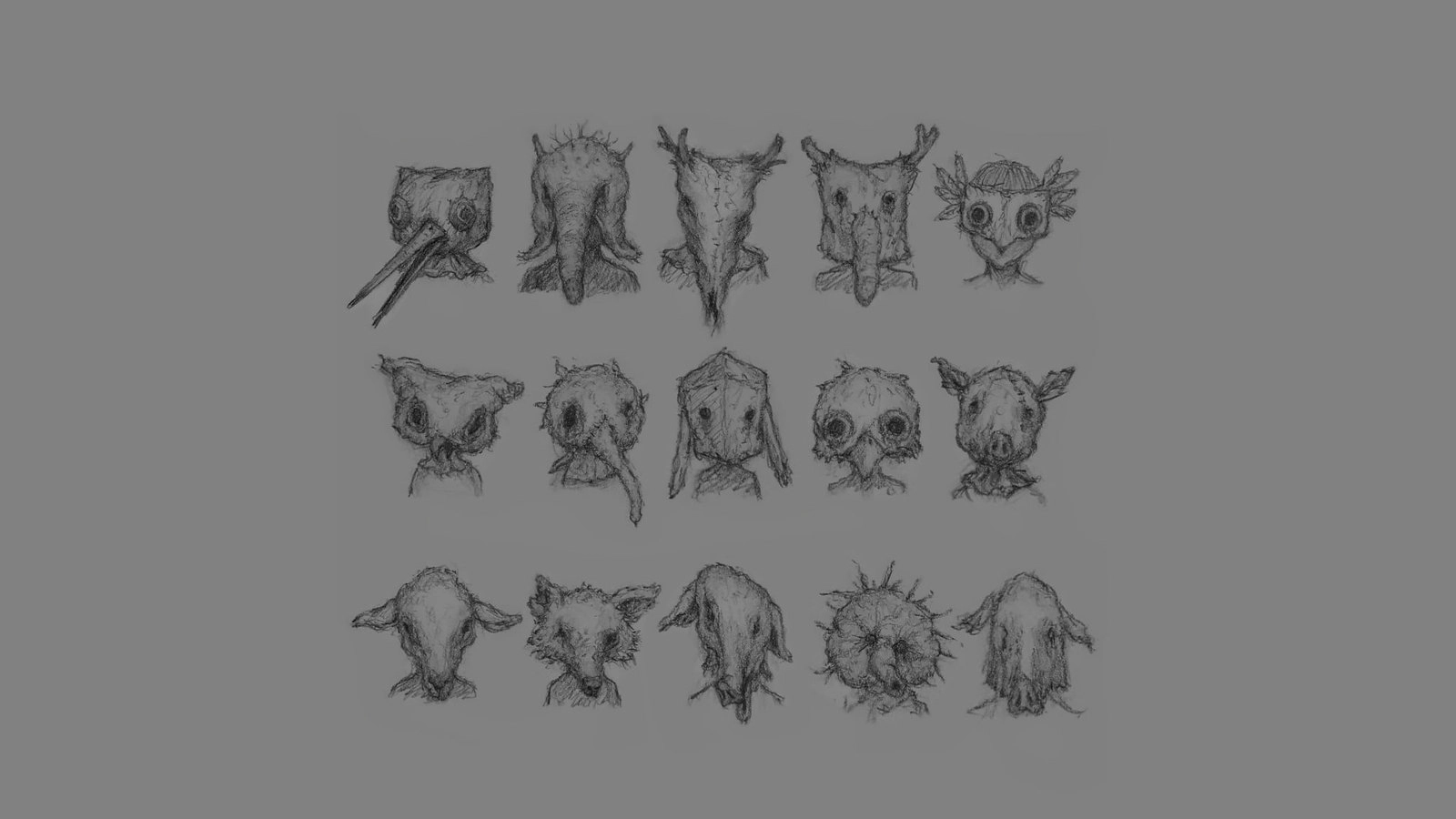 Concept art featuring eerie character designs for the co-op horror game Reanimal by Tarsier Studios.