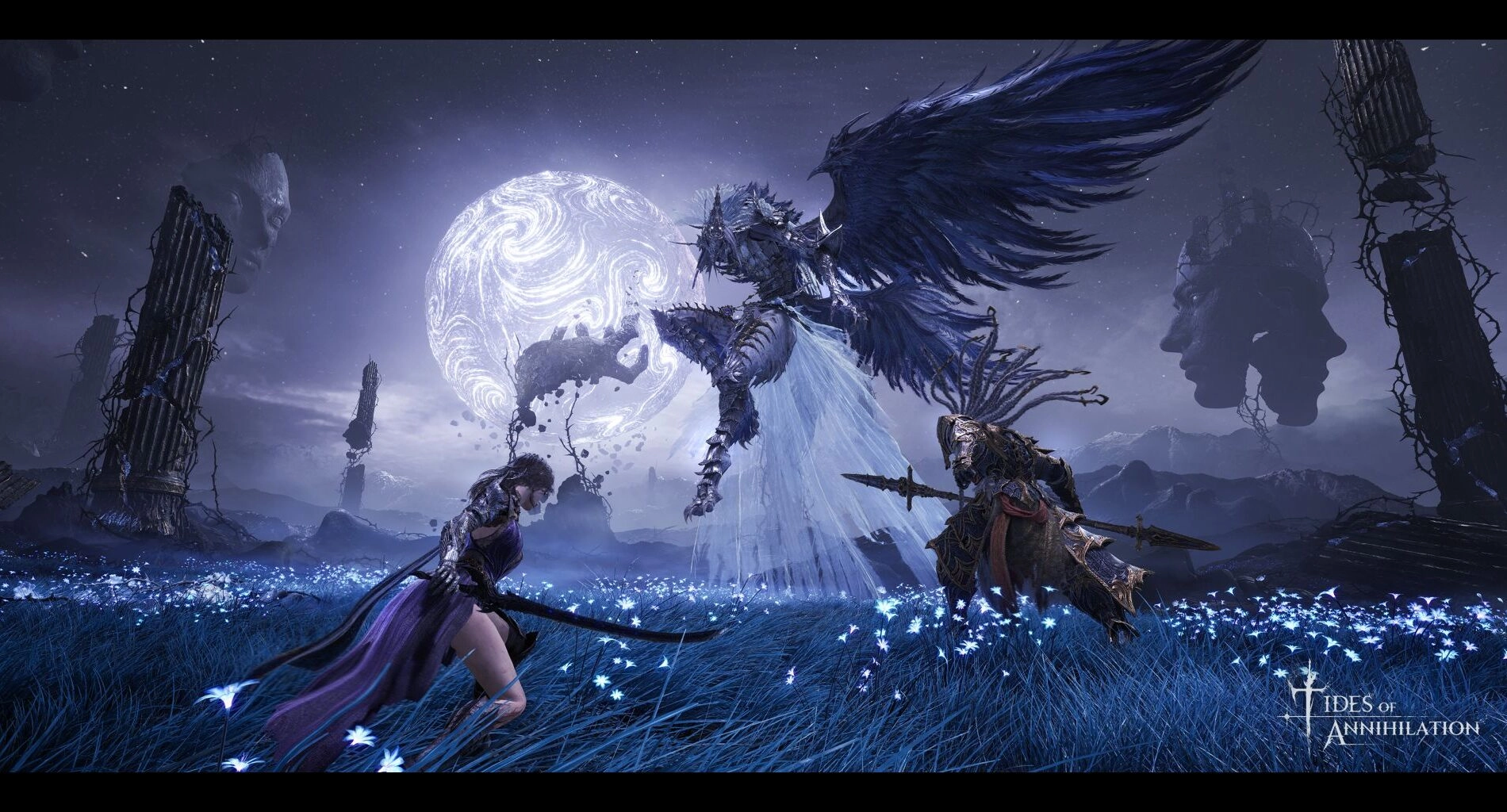 Epic showdown in Tides of Annihilation: Gwendolyn battles a formidable witch using the Dual Frontline Battle system.