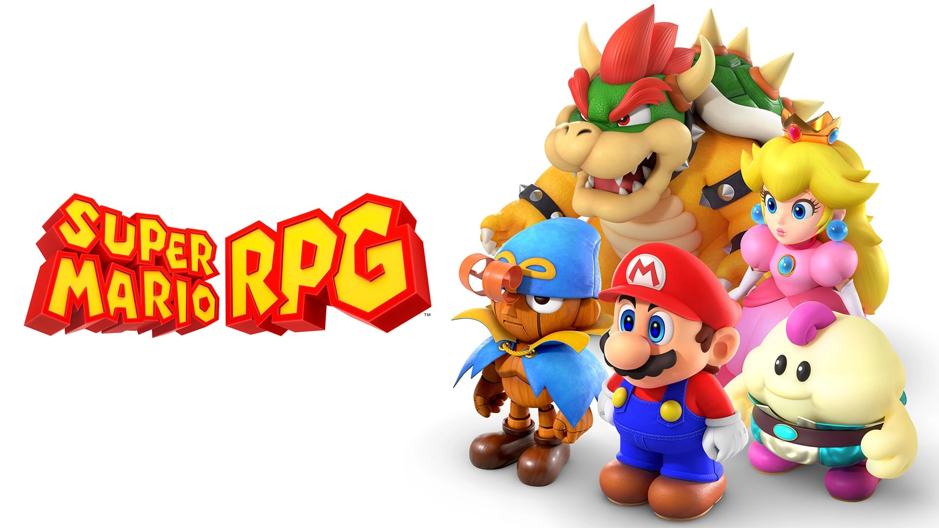 Mario and friends from Super Mario RPG gather, showcasing a vibrant adventure on Nintendo Switch systems.