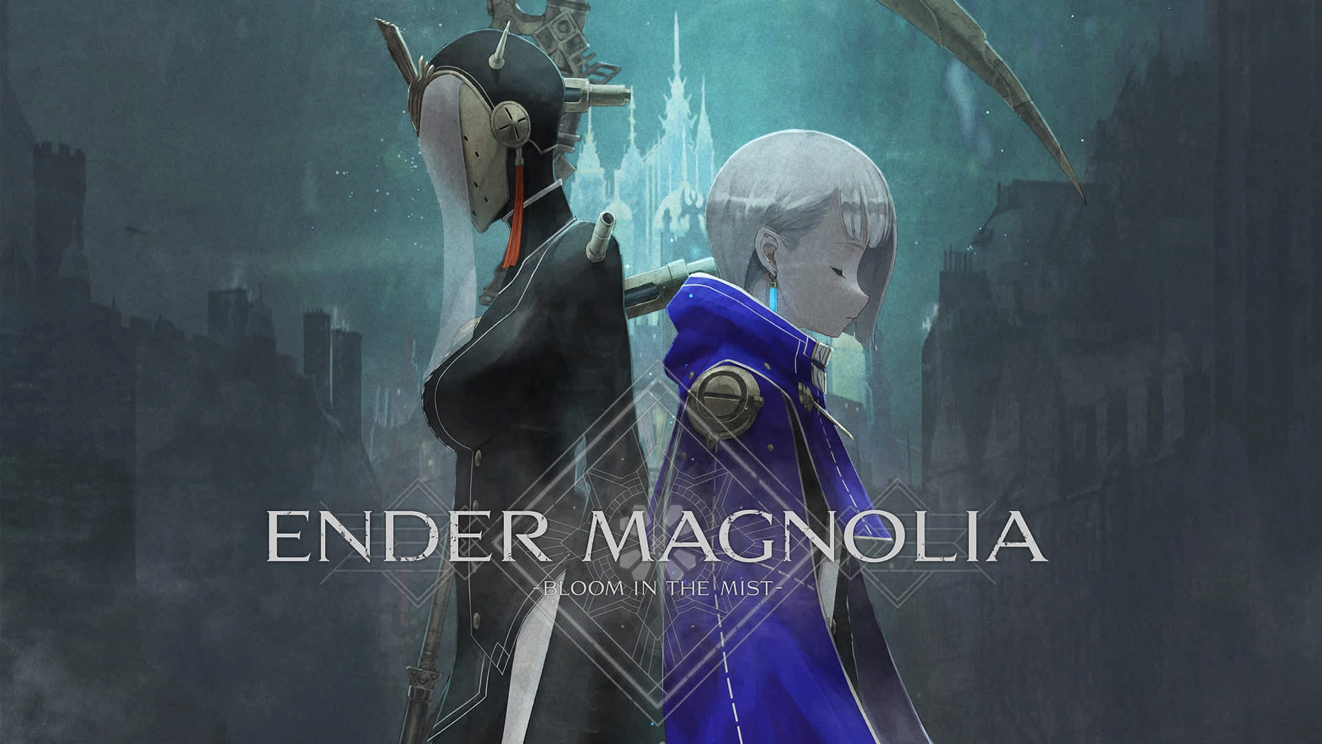 Ender Magnolia: Bloom in the Mist game artwork featuring main characters in a mysterious, atmospheric setting.