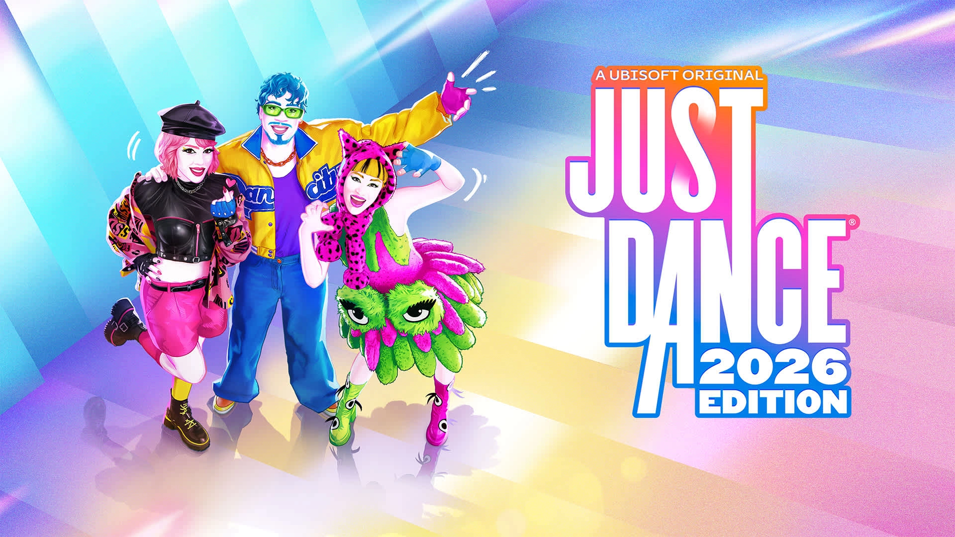 Vibrant promotional image for Just Dance 2026 featuring diverse dancers and colorful background, celebrating gaming trends.