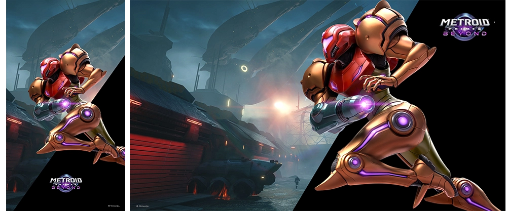 Alt Text: "Metroid Prime 4: Beyond showcases Samus Aran in action, celebrating Nintendo