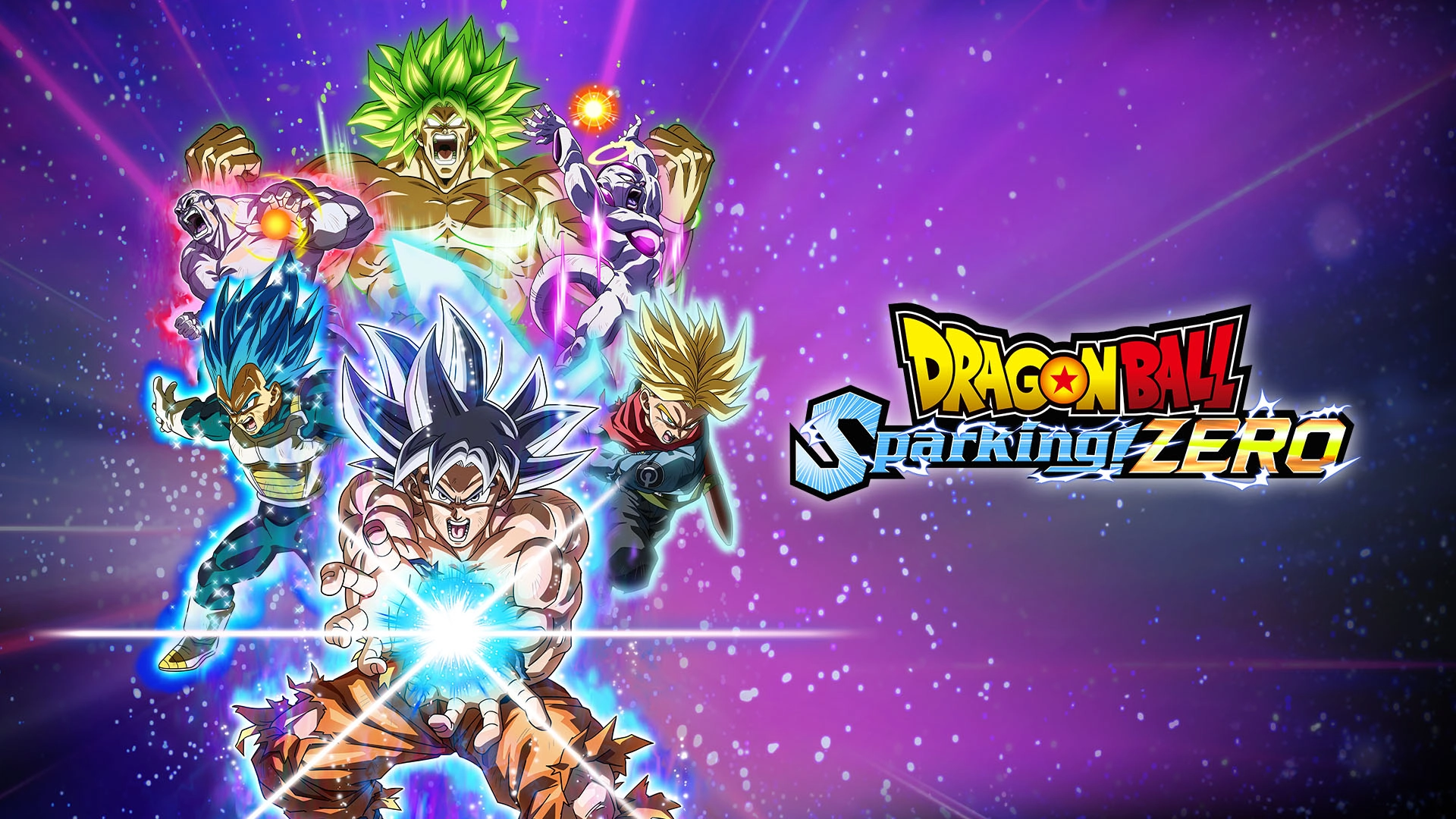 Dragon Ball: Sparking! Zero featuring iconic characters against a dynamic purple background from the PlayStation Partner A...