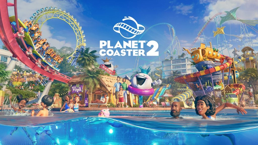 Image of vibrant amusement park rides and attractions in Planet Coaster 2, showcasing fun and excitement in a colorful set...
