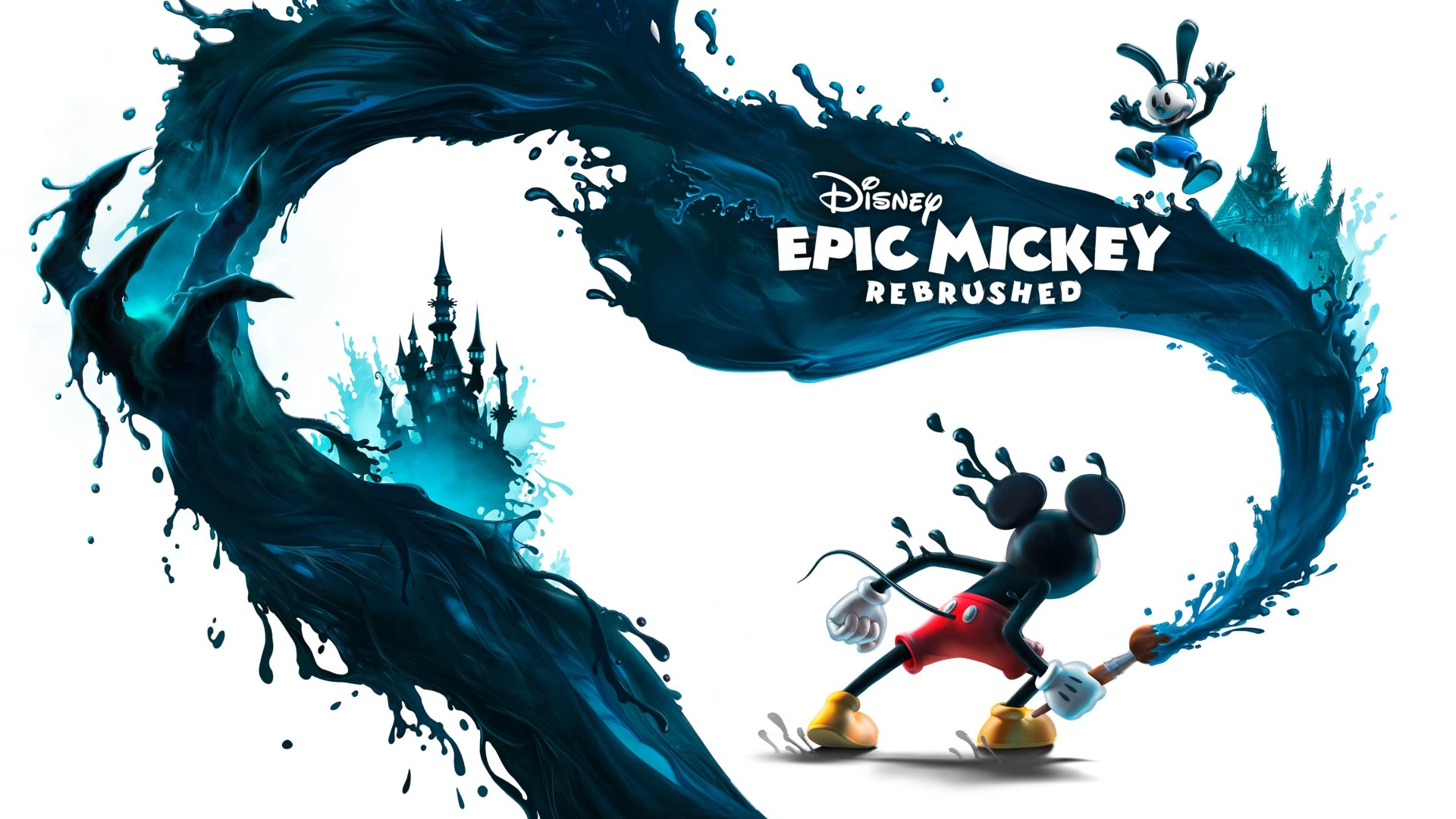 Mickey Mouse paints in Disney Epic Mickey: Rebrushed, revealing a magical realm of forgotten Disney characters.