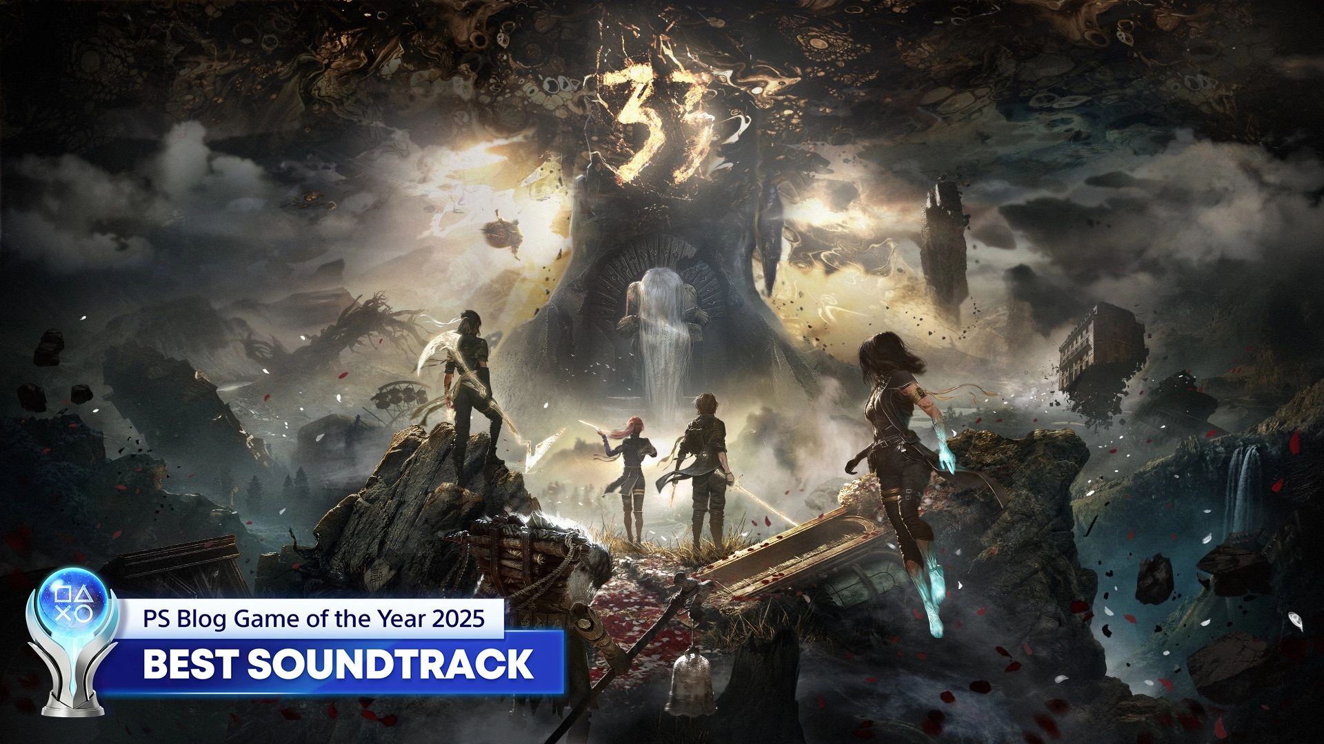 PlayStation Blog Game of the Year 2025: Best Soundtrack nominees showcase iconic characters in a captivating landscape.