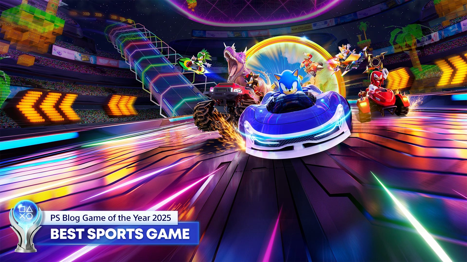 2025 PS Blog Game of the Year: Best Sports Game winner, featuring vibrant visuals and dynamic racing action.