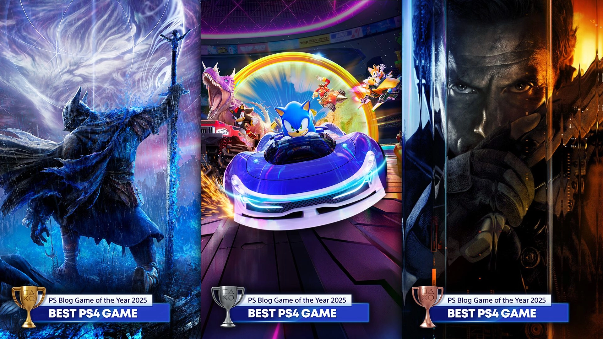 PlayStation Blog Game of the Year 2025 awards showcasing top PS4 game nominees and trophy winners.