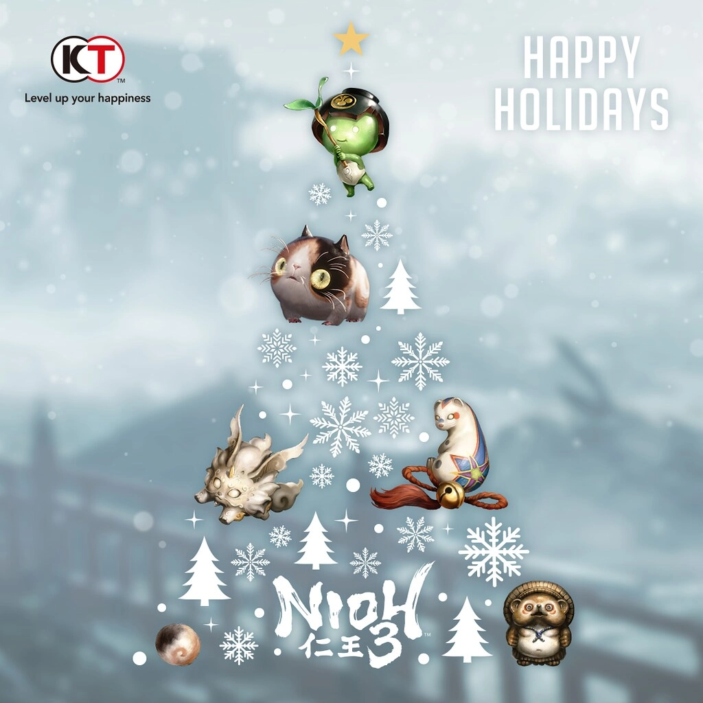Happy Holidays from KOEI TECMO! Celebrate the season with gaming icons in a festive tree design. Cheers to 2026!