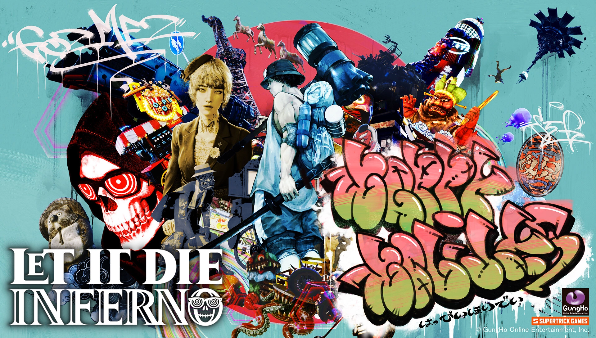Vibrant collage of game art featuring
