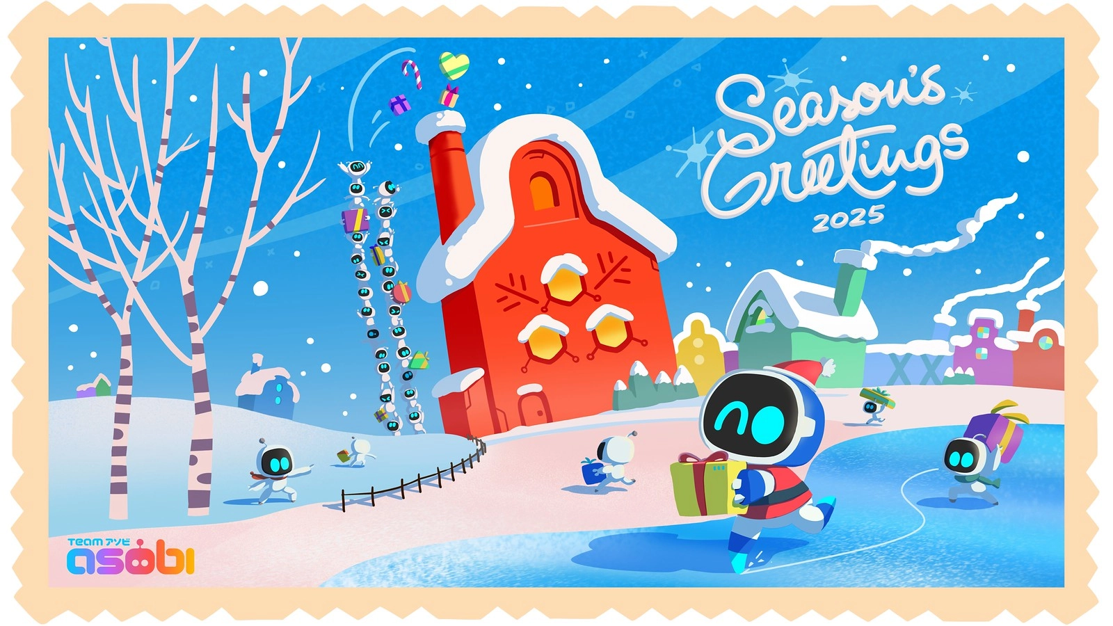 Festive winter scene with colorful buildings and playful characters celebrating the 2025 gaming memories and holiday cheer.