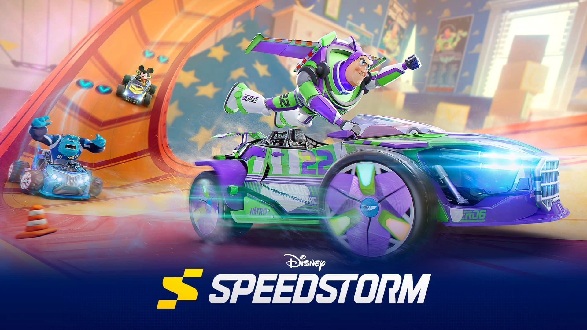 Colorful gameplay scene from Disney Speedstorm, highlighting fun racing action for free on Nintendo Switch systems.