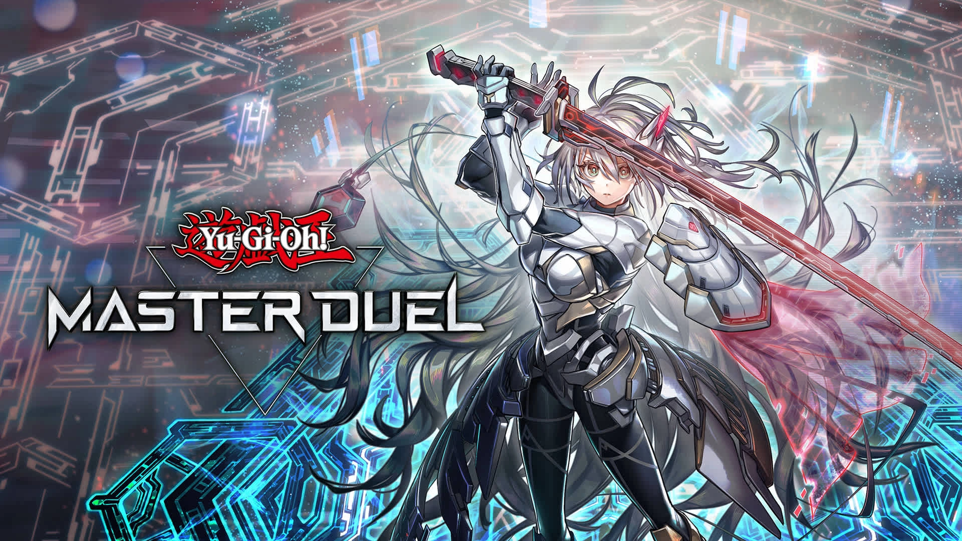 Free-to-play Yu-Gi-Oh! Master Duel game for Nintendo Switch, showcasing dynamic character art and engaging gameplay.