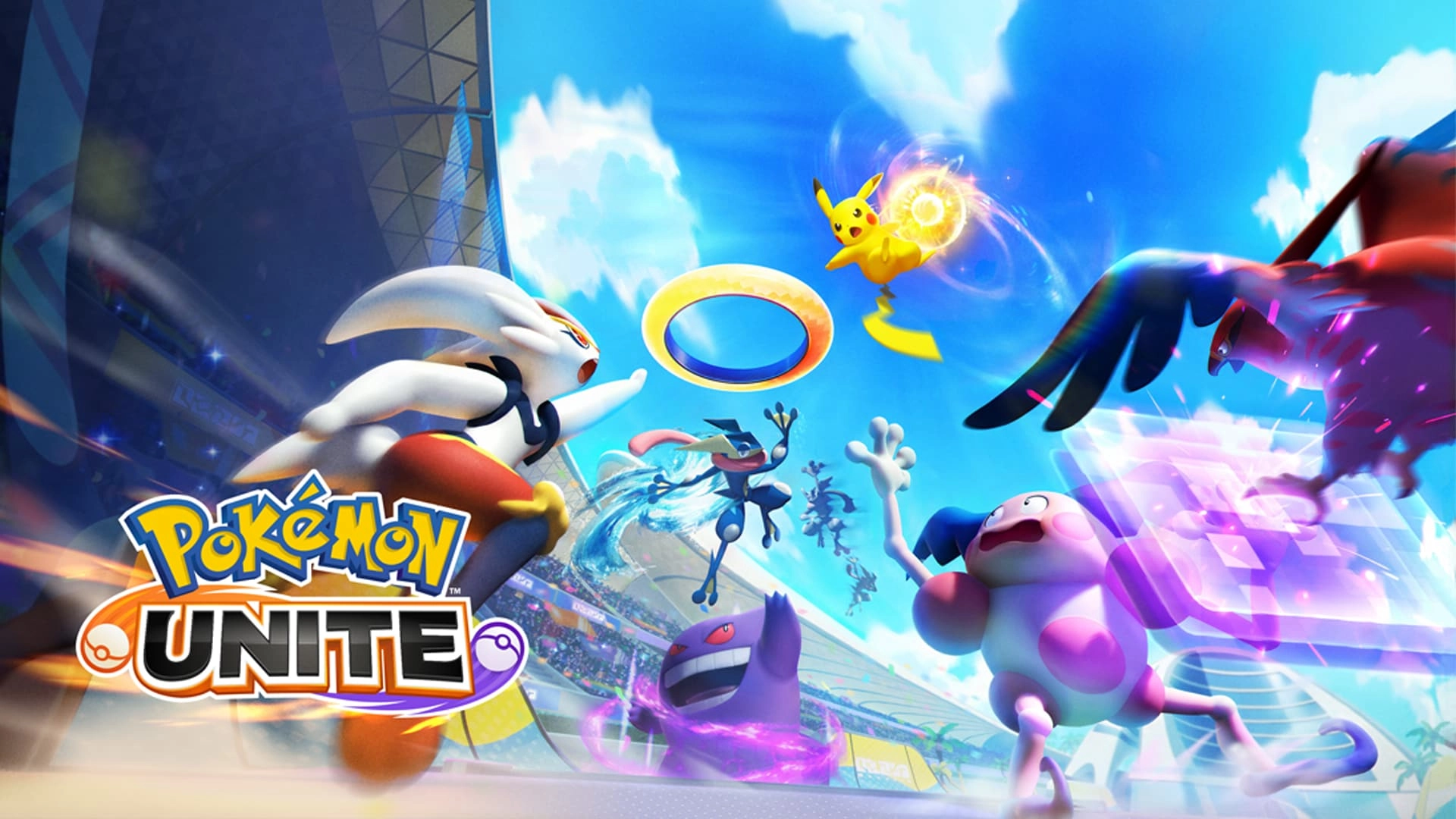 Pikachu and friends in action from Pokémon UNITE, an exciting free-to-play game for Nintendo Switch systems.