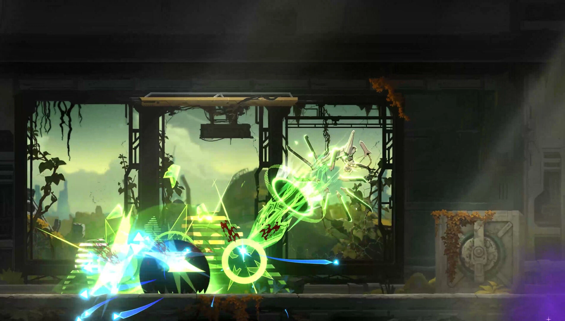 Dynamic combat scene from BlazBlue Entropy Effect X, showcasing vibrant graphics and 2D action elements.