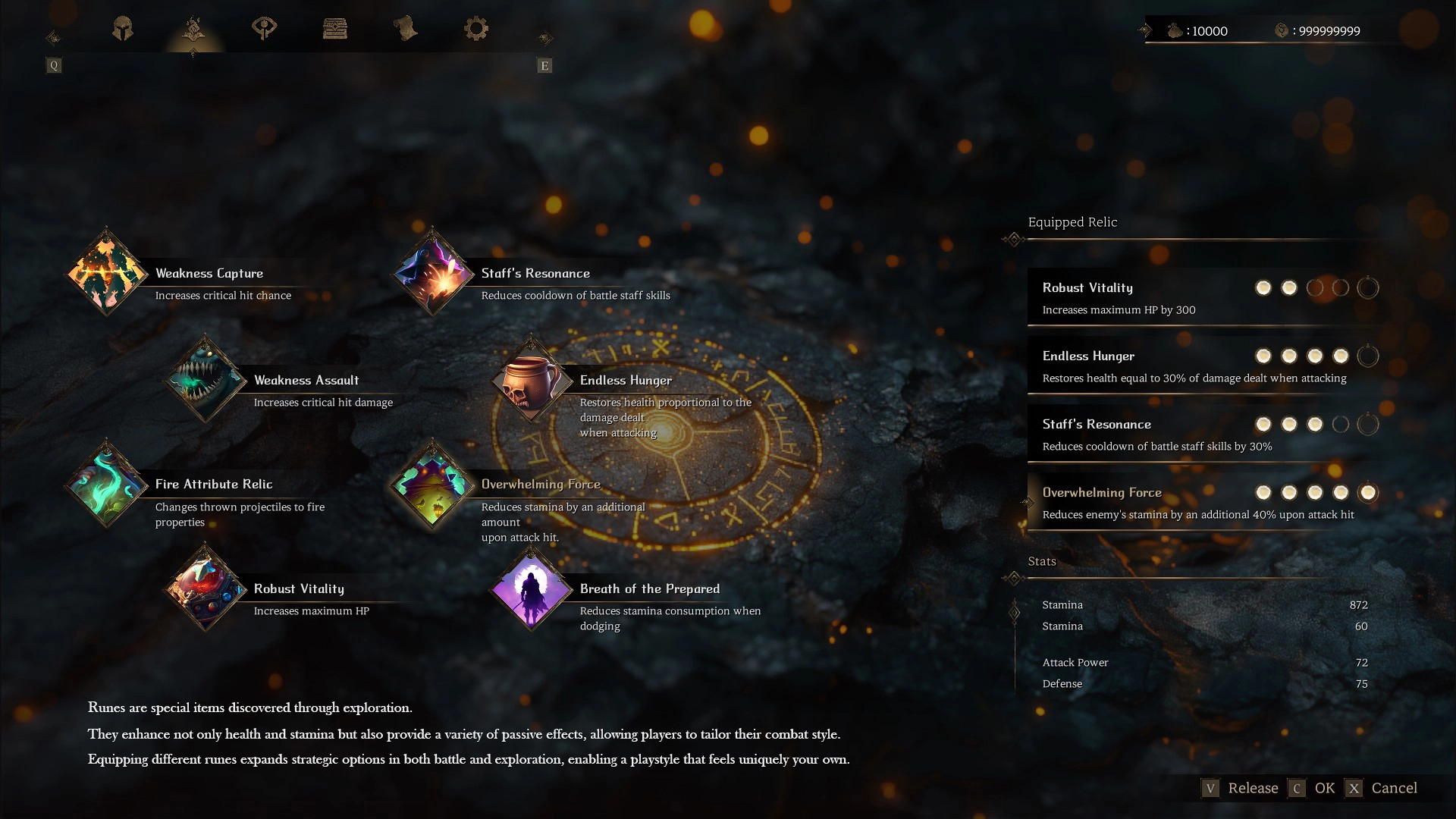 Overview of gameplay features in The Relic: First Guardian, showcasing combat mechanics and equipped relics.