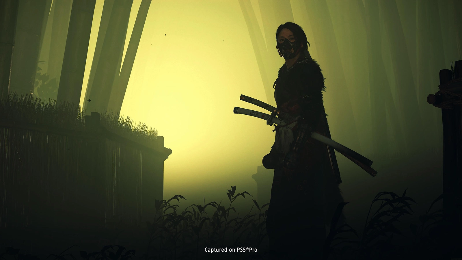 Atsuko approaches ominous wooden doors, embodying the haunting adventure of