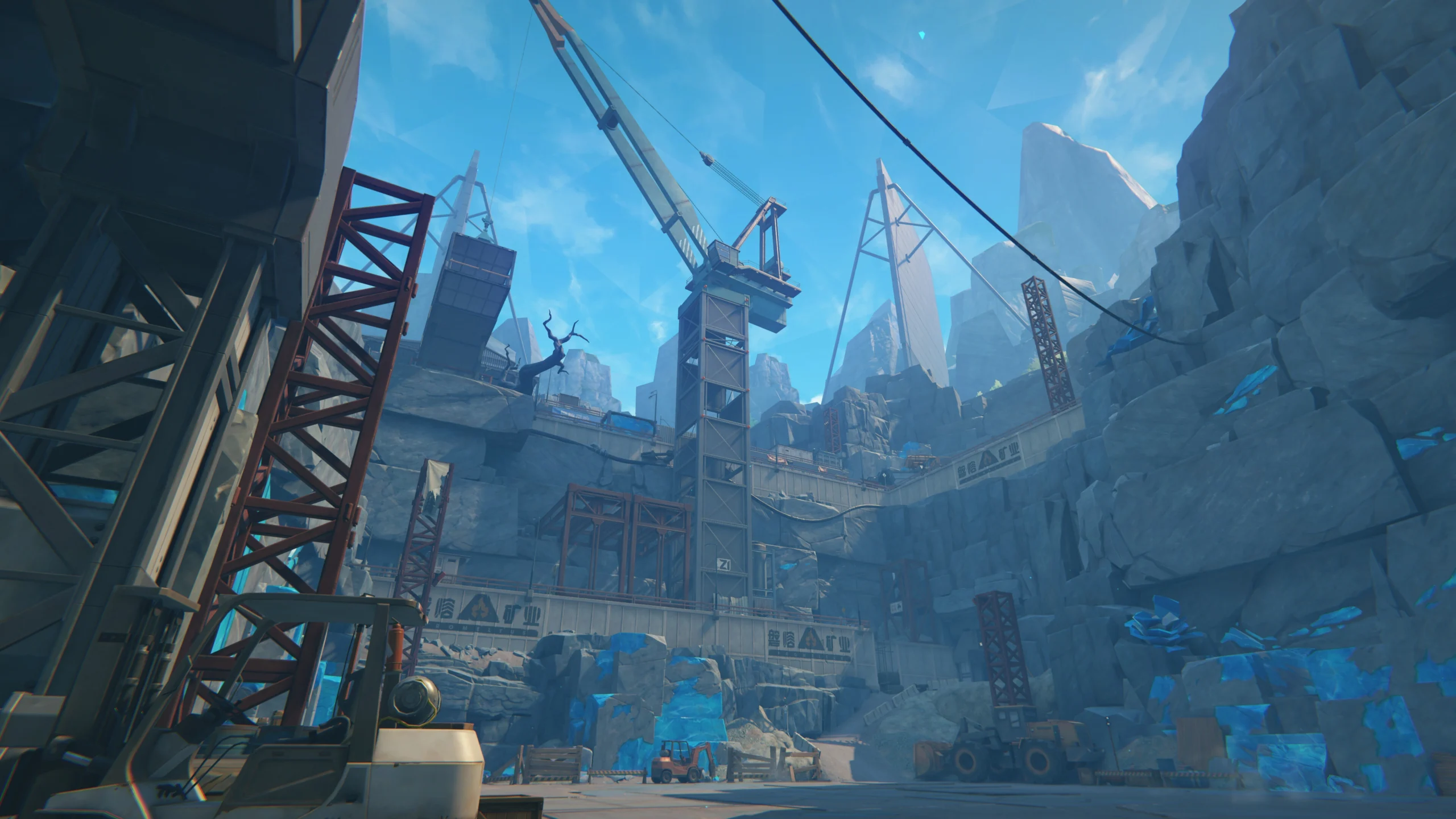 A dynamic construction scene in the Hollow, hinting at secrets and challenges in Zenless Zone Zero