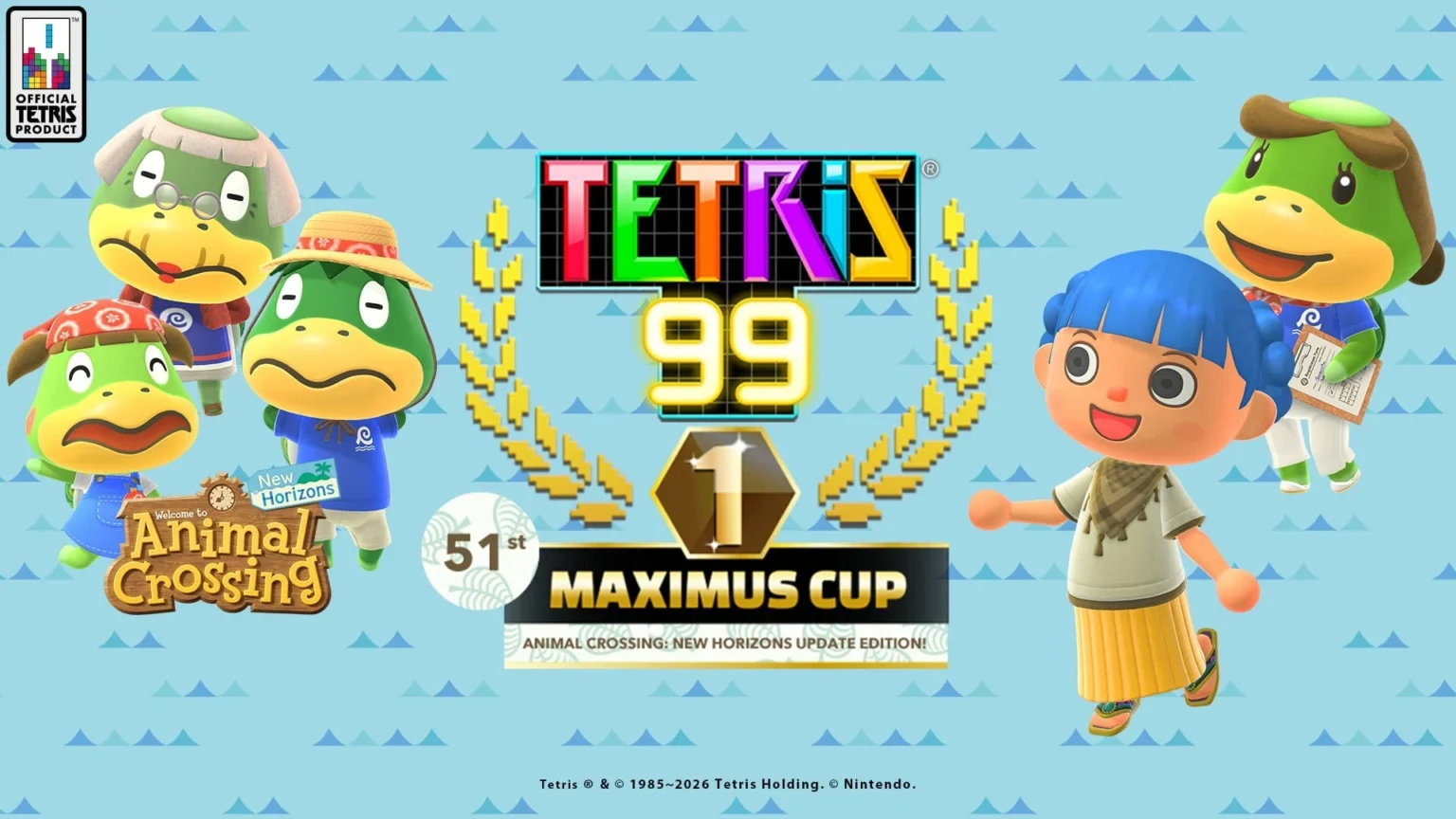 Tetris 99’s 51st MAXIMUS CUP nods to Animal Crossing this week