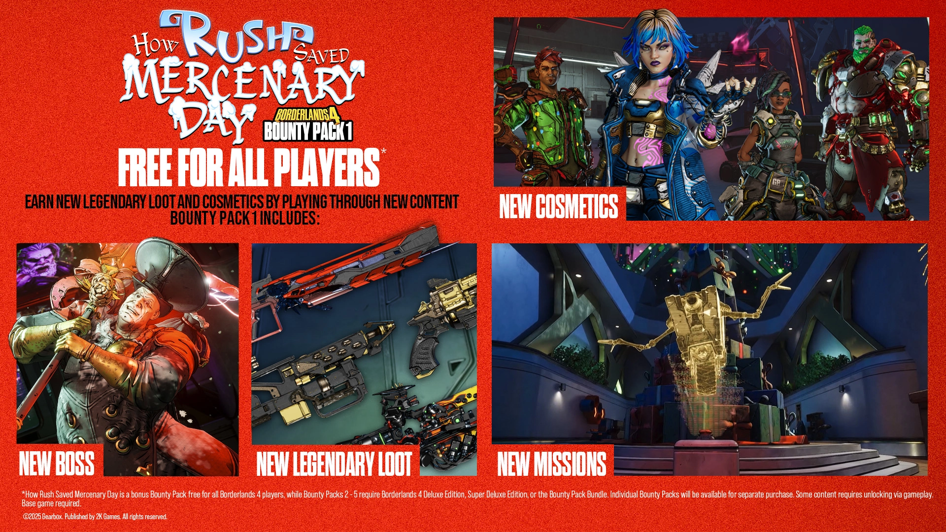 Borderlands 4 Bounty Pack 1 features new boss, legendary loot, cosmetics, and missions for players