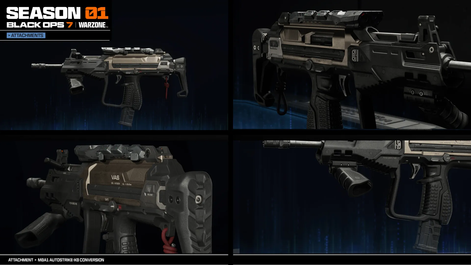 Showcasing new weapon attachments in Call of Duty: Season 01 Reloaded for Warzone, featuring sleek designs and upgrades.