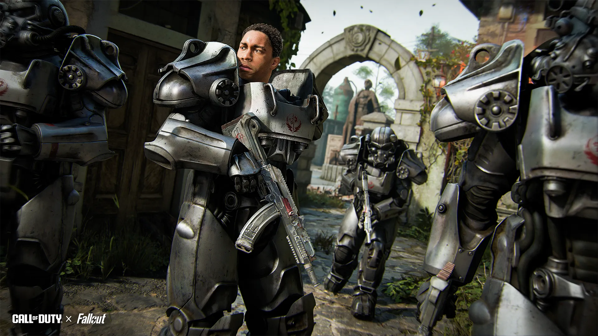 Fallout-themed characters in Power Armor in Call of Duty, highlighting Season 01 Reloaded