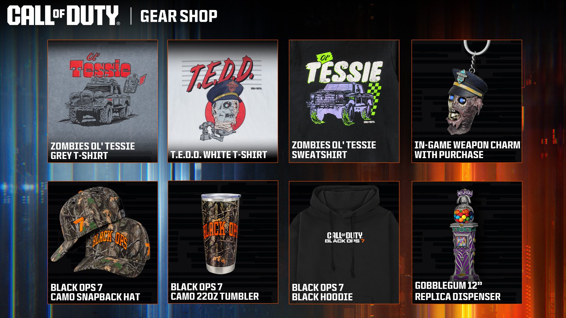 Explore Call of Duty®: Black Ops 7 launch gear, featuring themed apparel and collectibles for avid gamers.