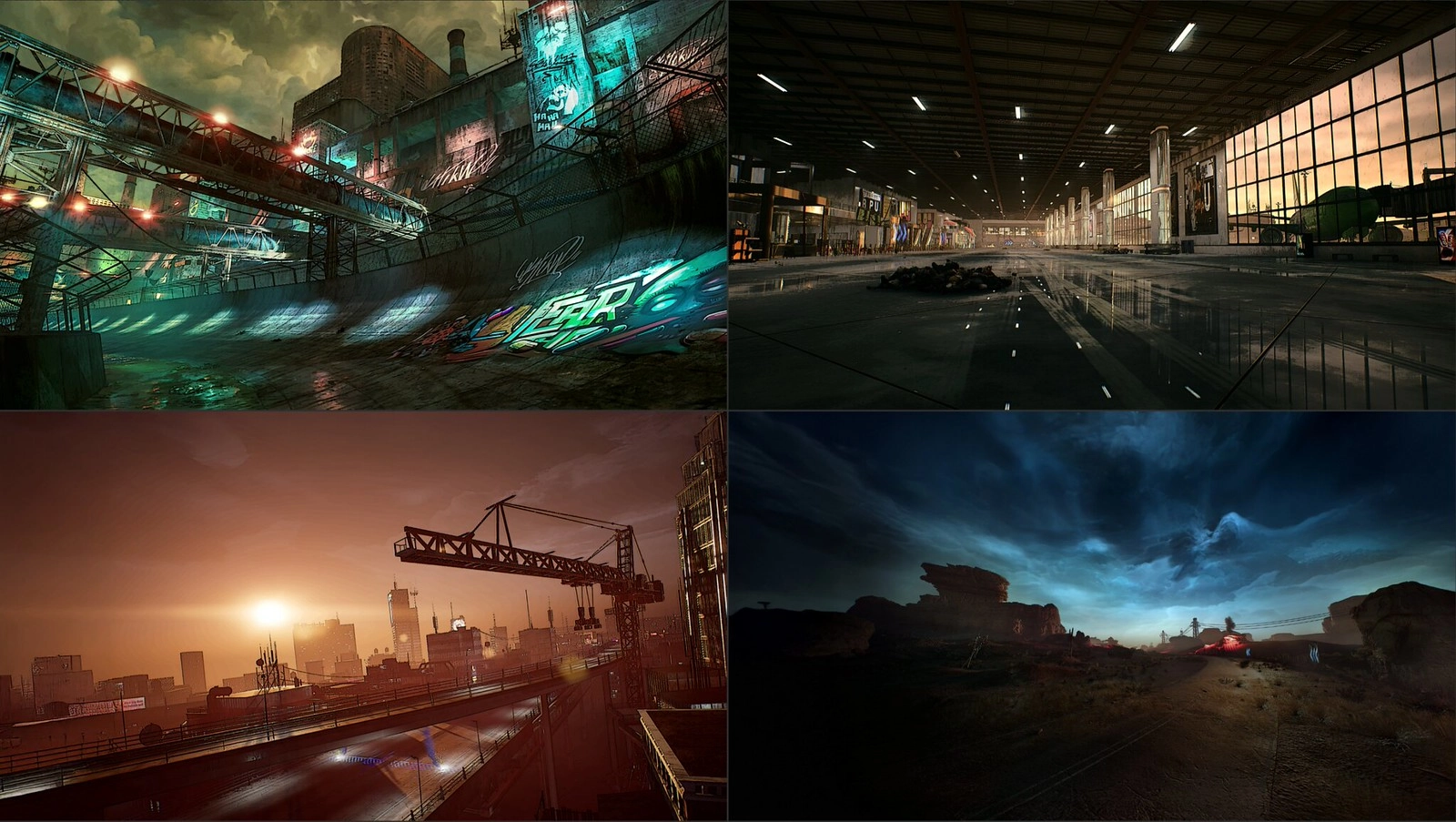 Alt text: Futuristic urban landscapes of Carmageddon: Rogue Shift, showcasing chaos, decay, and a harsh post-apocalyptic e...