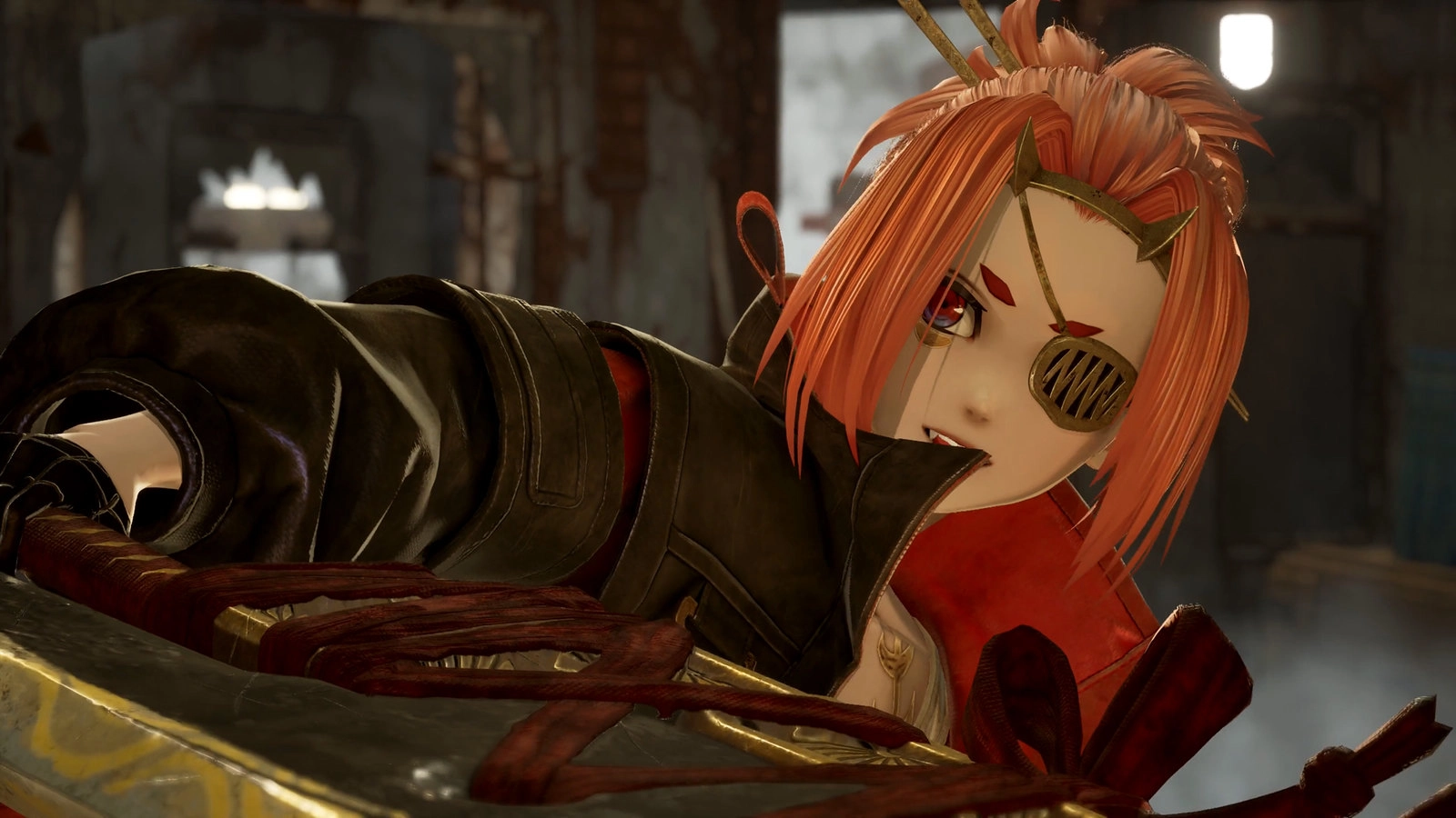 Code Vein II character showcasing dramatic style; set for PS5 release on January 30, 2024, in a post-apocalyptic world.