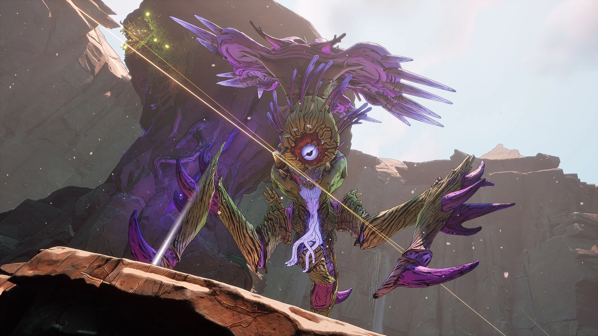 Bloomreaper the Invincible, a towering plant-like raid boss with glowing eye and sharp purple appendages