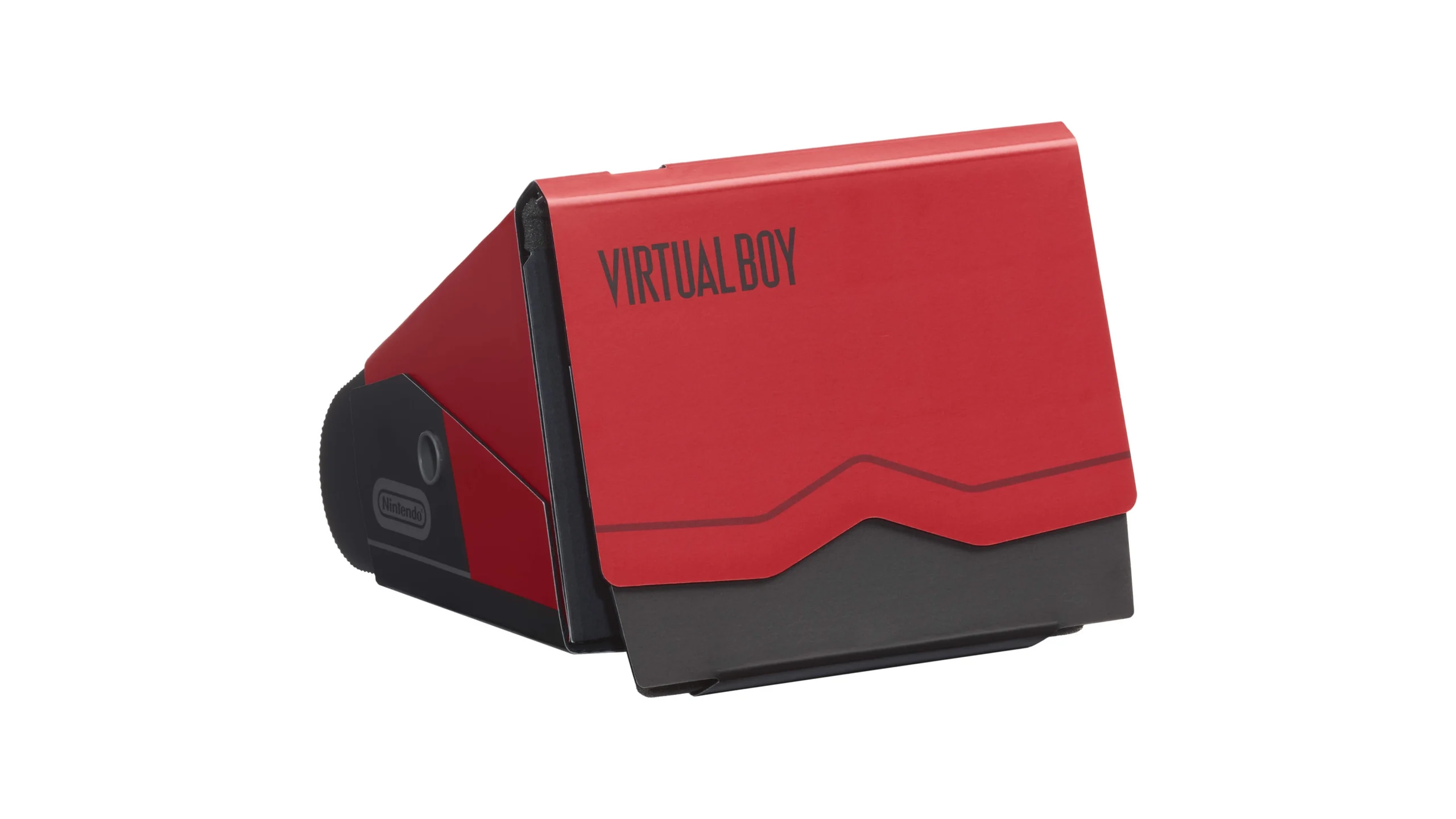 Red Virtual Boy accessory for Nintendo Switch, showcasing its sleek design and compatibility features