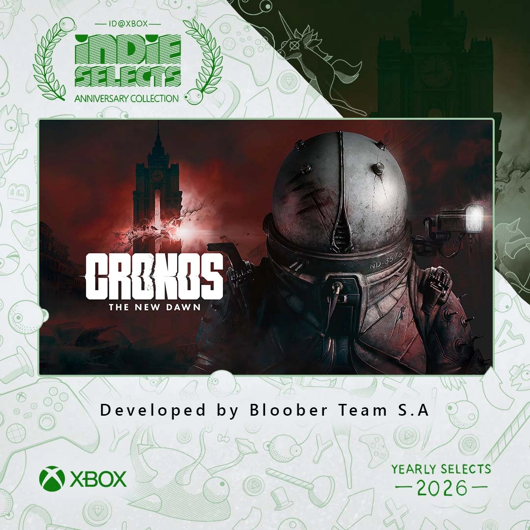 Cover art for "Cronos: The New Dawn" featuring a futuristic soldier, part of Xbox Indie Selects 2026