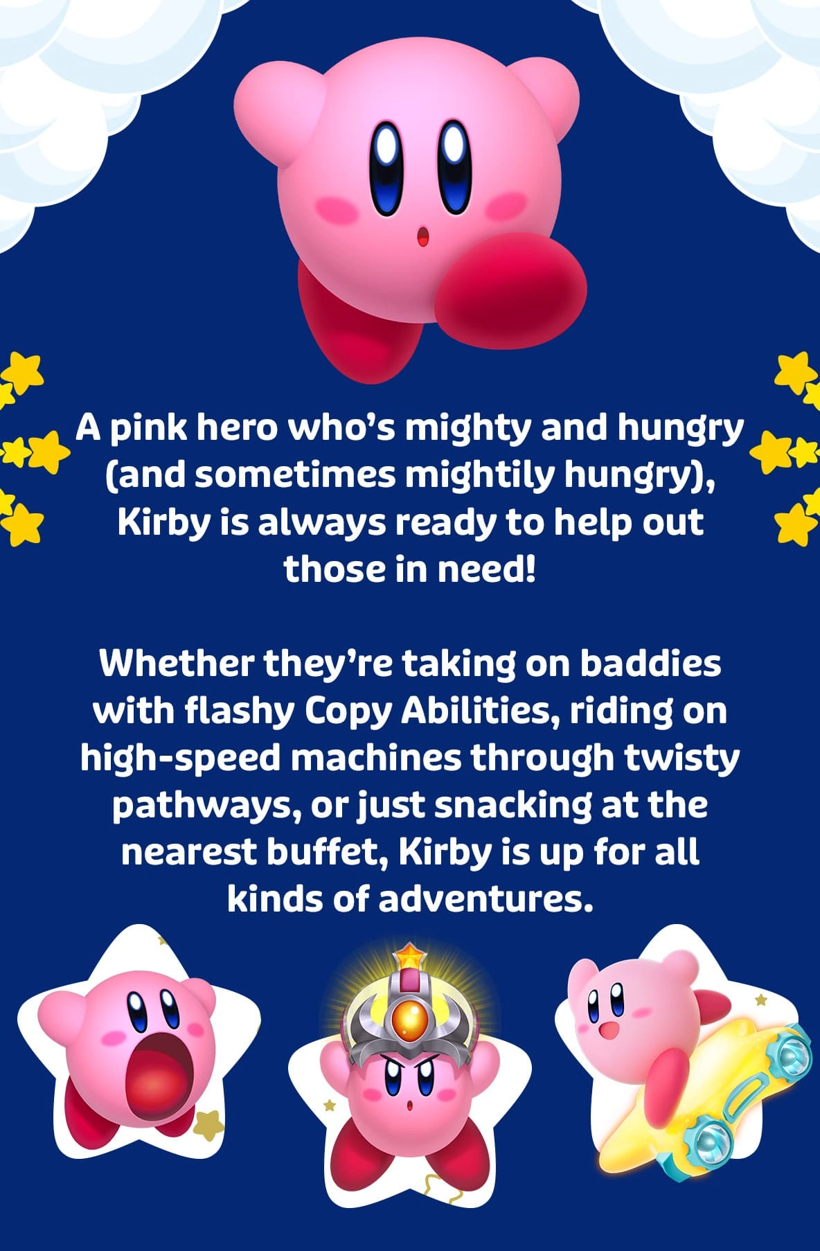 Join Kirby on exciting adventures with Nintendo Switch games, featuring upgrades for Kirby™ and the Forgotten Land.