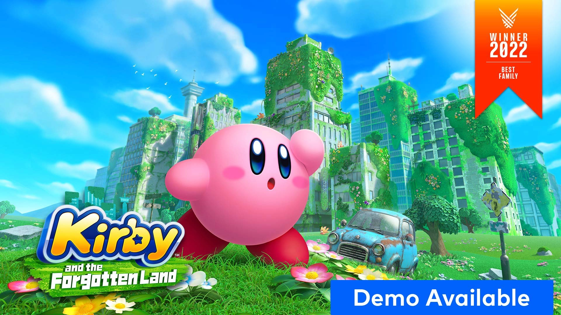 Kirby in a vibrant landscape from