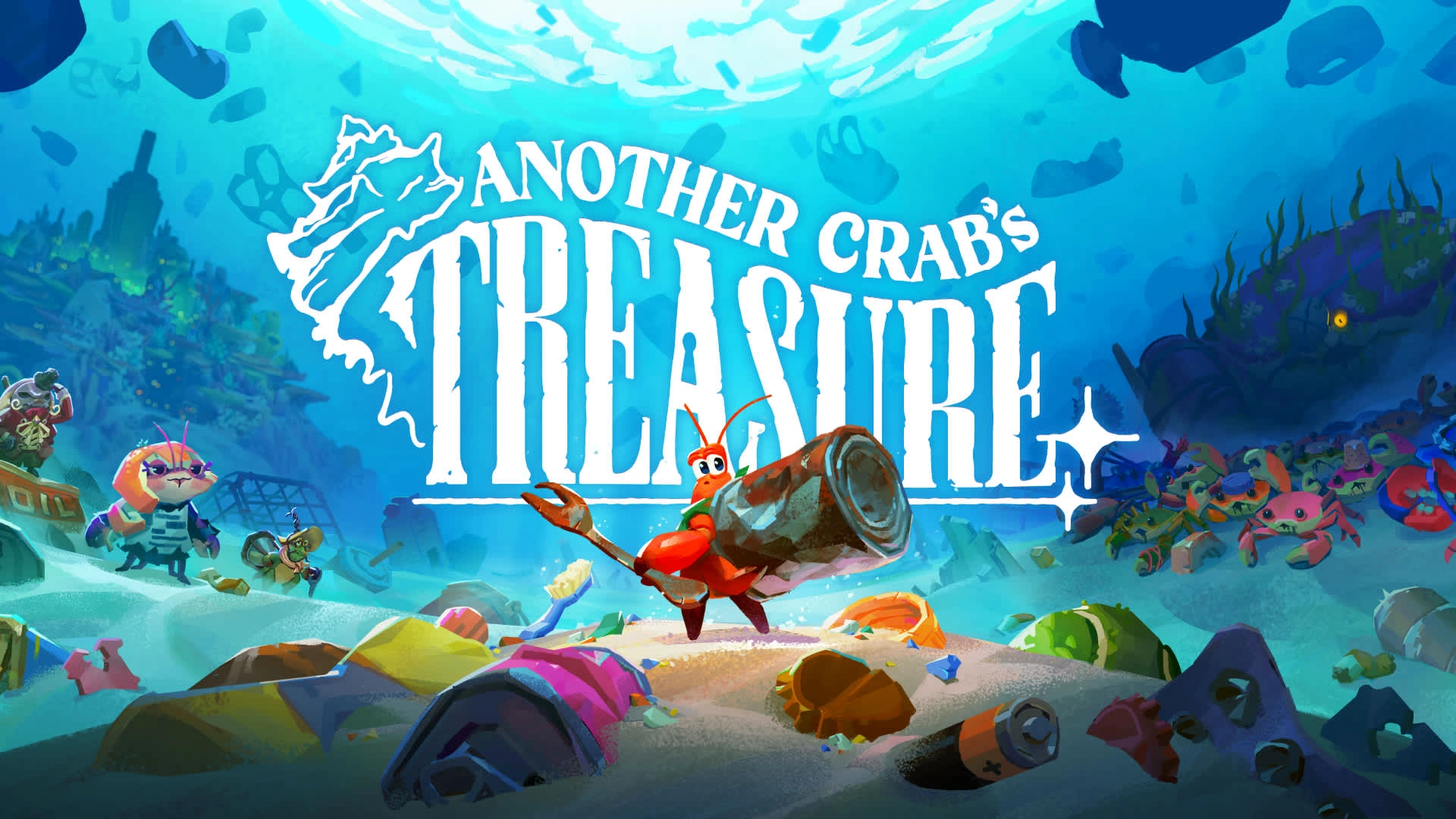 Colorful underwater scene featuring characters and treasures in "Another Crab