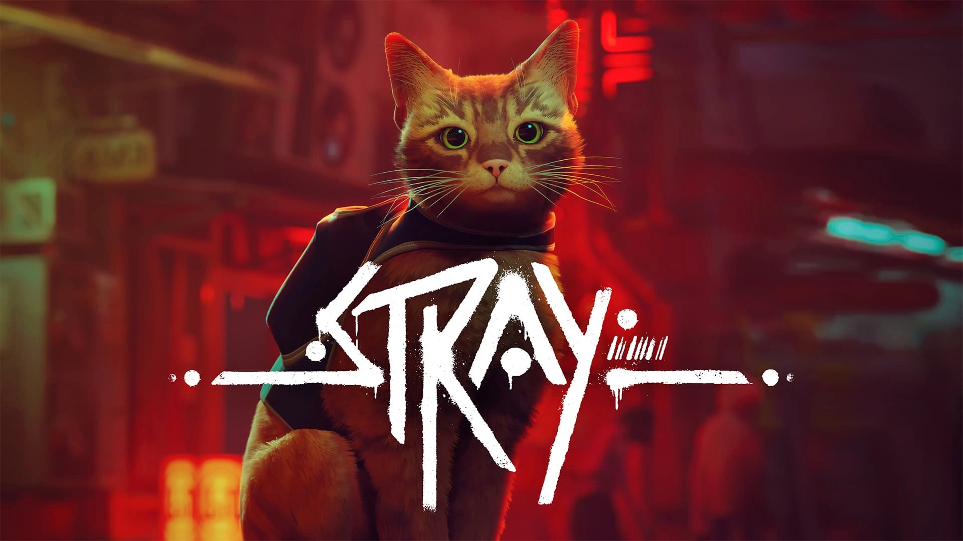 A stylish cat in a futuristic urban setting, featuring the title