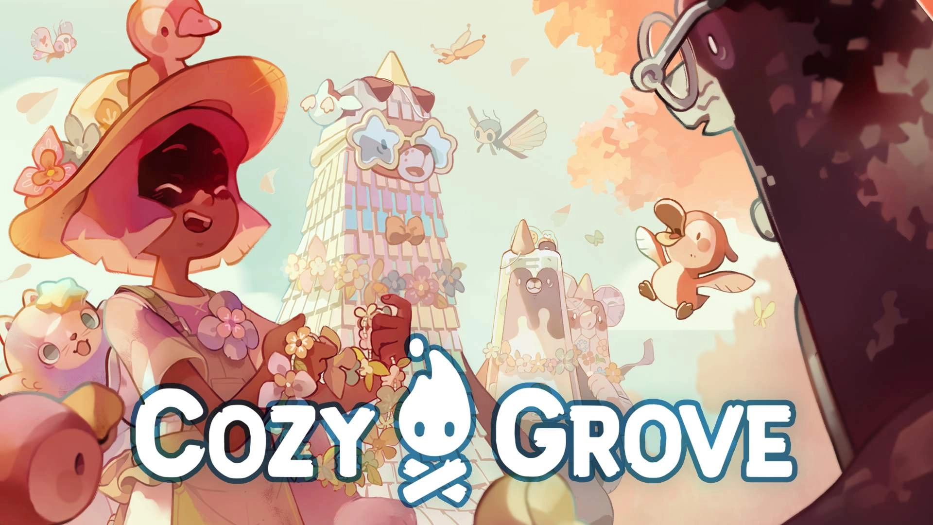 Cozy Grove game art featuring characters surrounded by nature, perfect for gamers under $30 on Nintendo Switch.