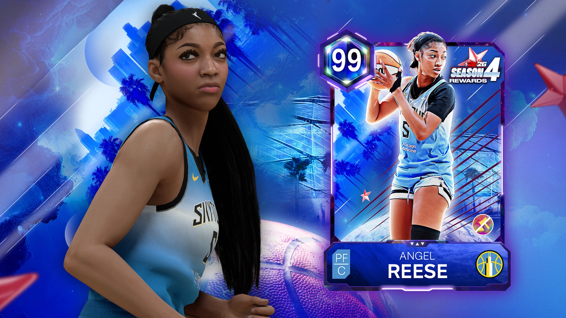 NBA 2K26 showcases Angel Reese as a featured hero for Season 4, highlighting All-Star themed rewards and career advancements.