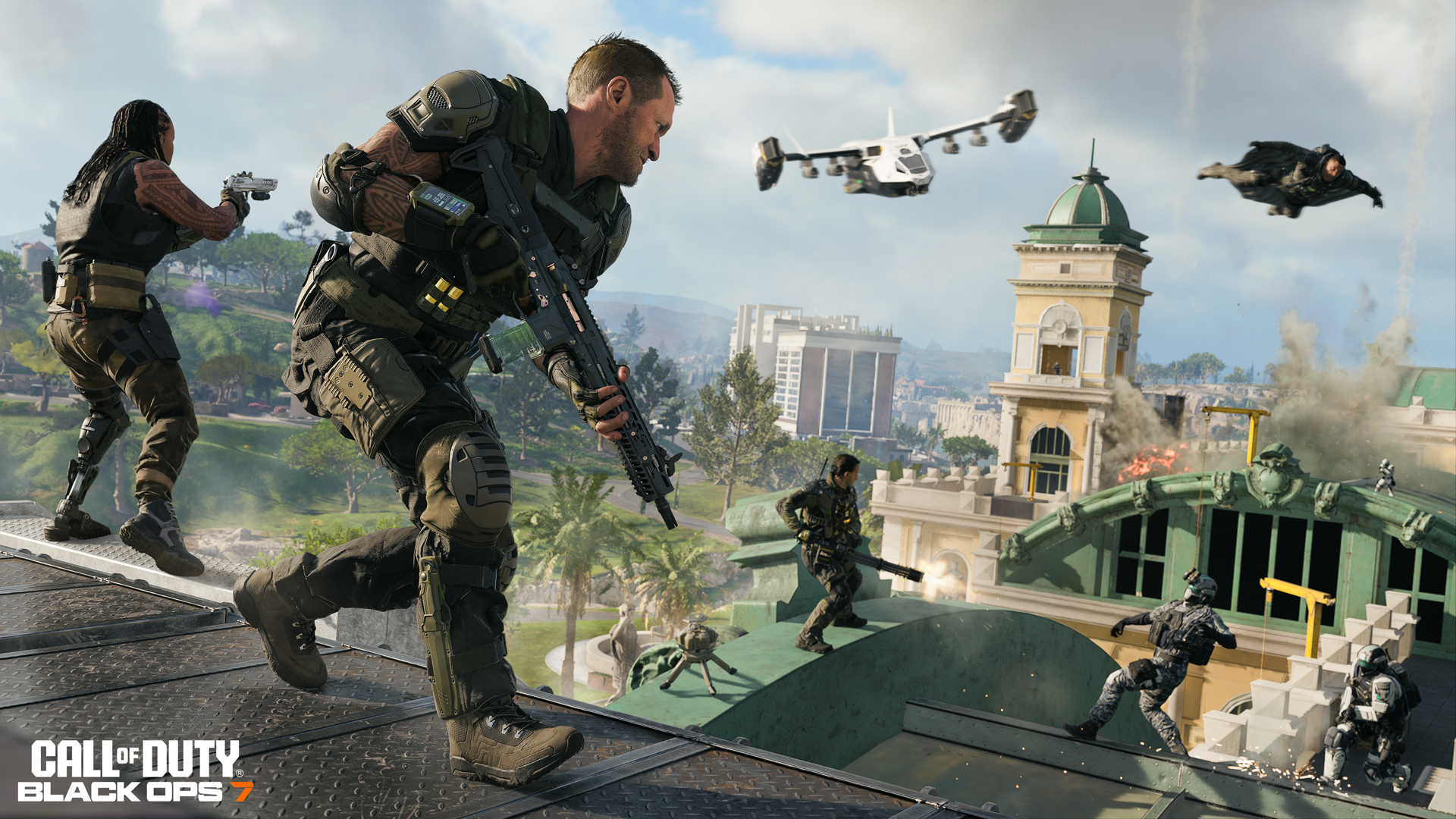 Call of Duty: Black Ops 7 action scene featuring players engaged in combat, showcasing immersive gameplay and teamwork.