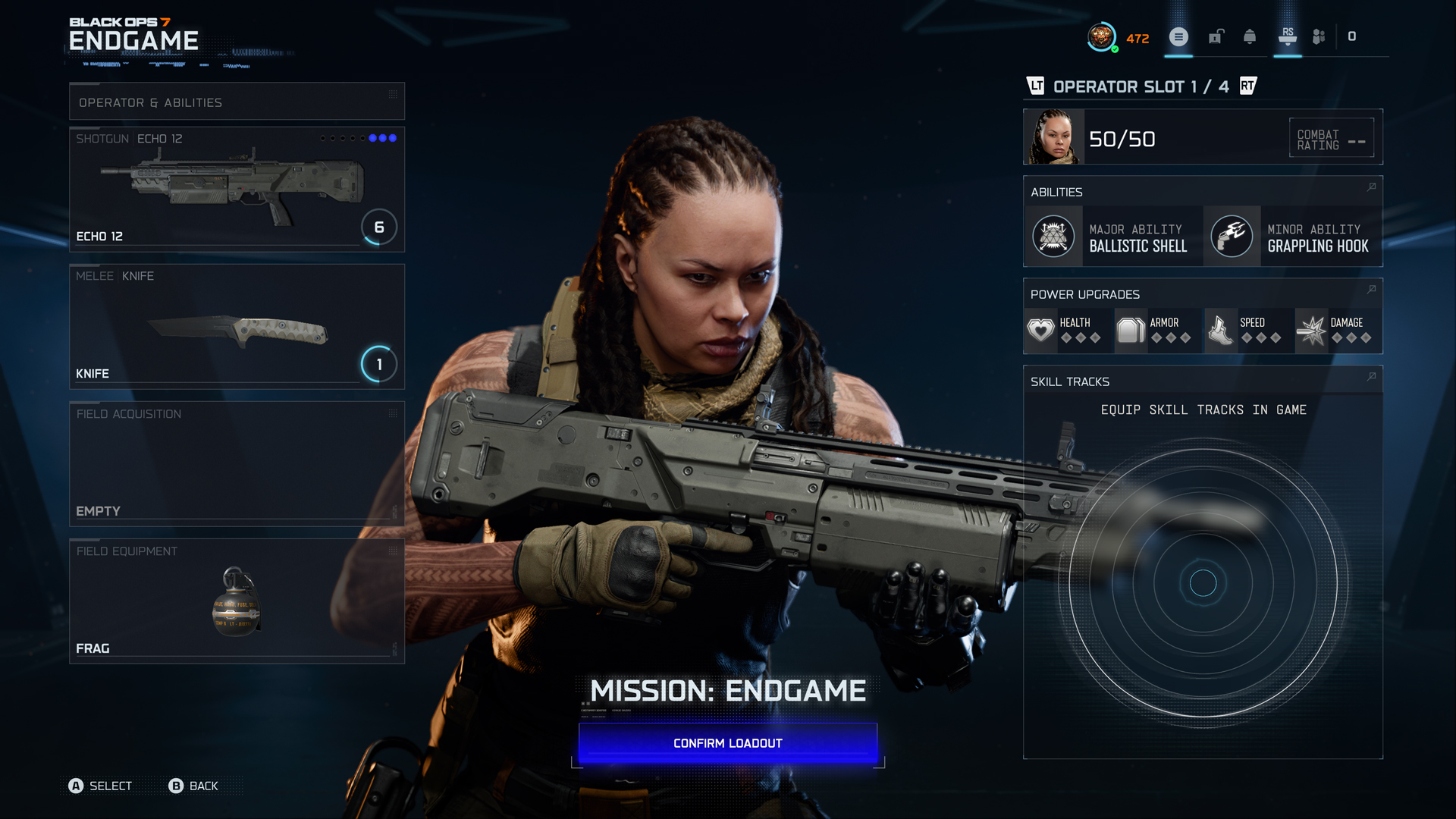 Black Ops Co-Op campaign endgame: Player customizing loadout and abilities, preparing for mission challenges.
