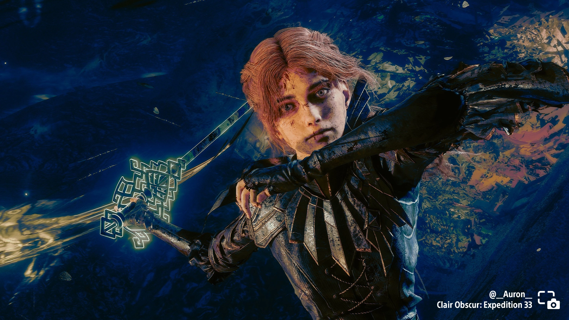 Portrait of Maelle wielding her weapon in Clair Obscur: Expedition 33, showcasing a striking, dynamic in-game moment.