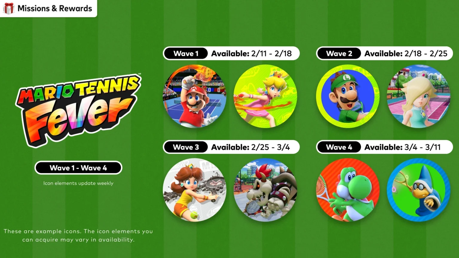 Limited-Time Mario Tennis Fever Icons Schedule Revealed