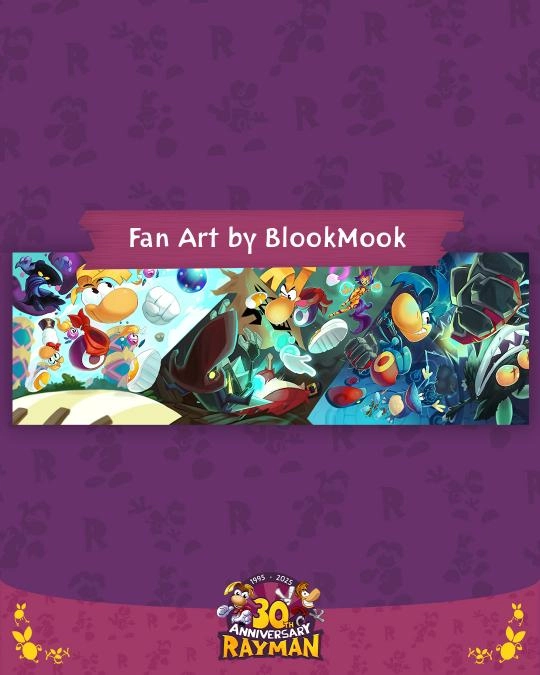 Rayman fan art collage featuring colorful characters and dynamic action scenes celebrating 30th anniversary