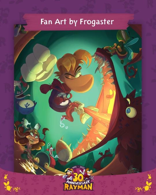 Rayman battles a dragon in vibrant fan art celebrating 30 years of the iconic video game series