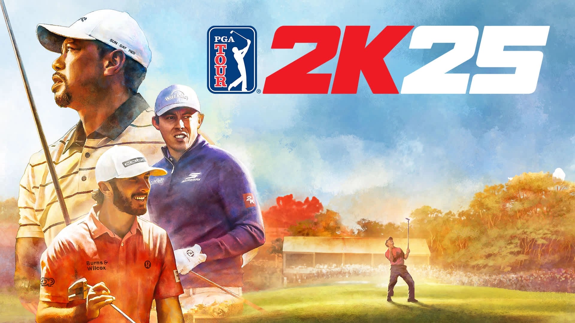 Golfers in action on a vibrant course, showcasing PGA TOUR 2K25 excitement on Nintendo Switch 2